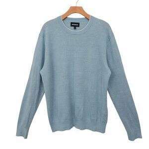 Bonobos Sweater Mens Large Blue Linen Crew Neck Lightweight Coastal Minimalist